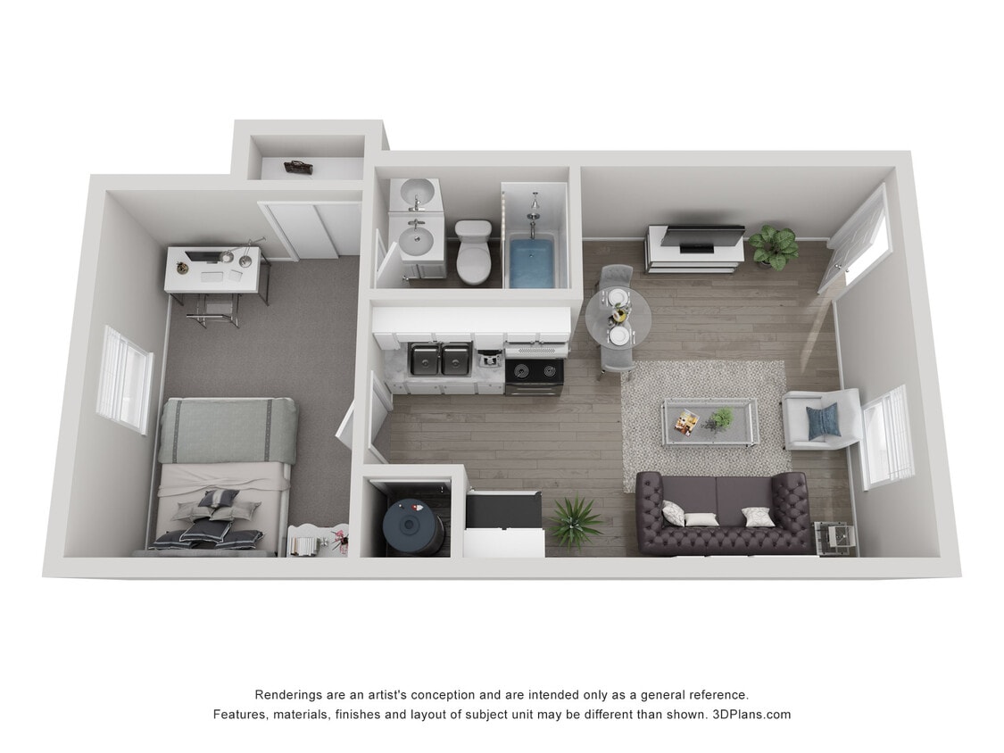 Floor Plan - A3 1x1 C Standard-Call for Availability