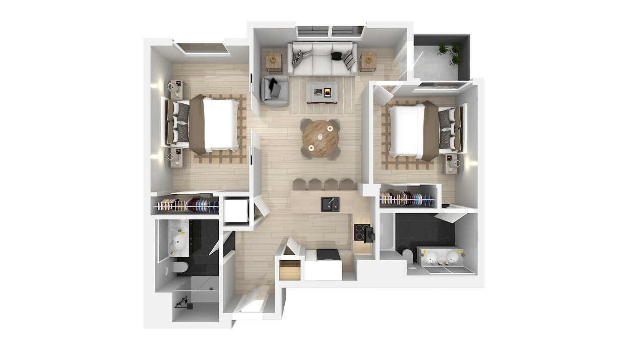 Floor Plan - Two Bedroom Two Bath H
