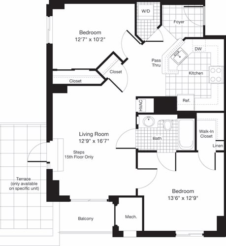 Floor Plan - 2 Bedroom DD