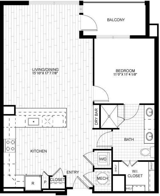 Floor Plan - 1 Bed/1 Bath-T_A06