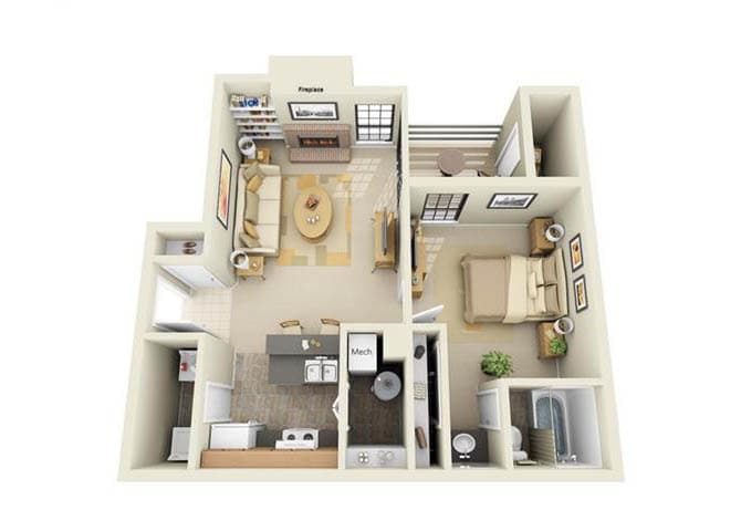 Floor Plan - One Bedroom A1