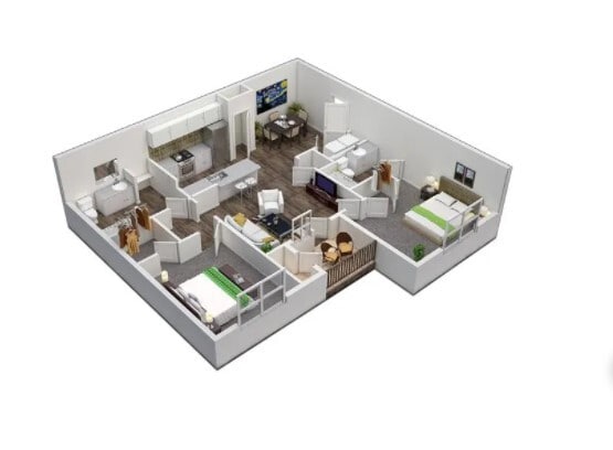 Floor Plan - 2 Bedrooms, 2 Bathrooms