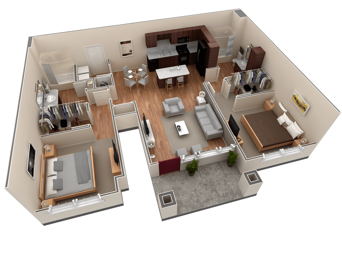 Floor Plan - 2 BR Grand Courtyard