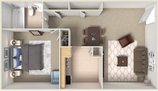 Floor Plan - 1 Bed 1 Bath