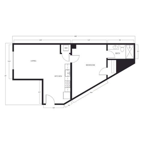 1 Bed | 1 Bath | 503-644 SQ FT - A6-WY