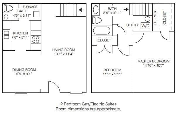 2BR/1.5BA - Two Bedroom Suites