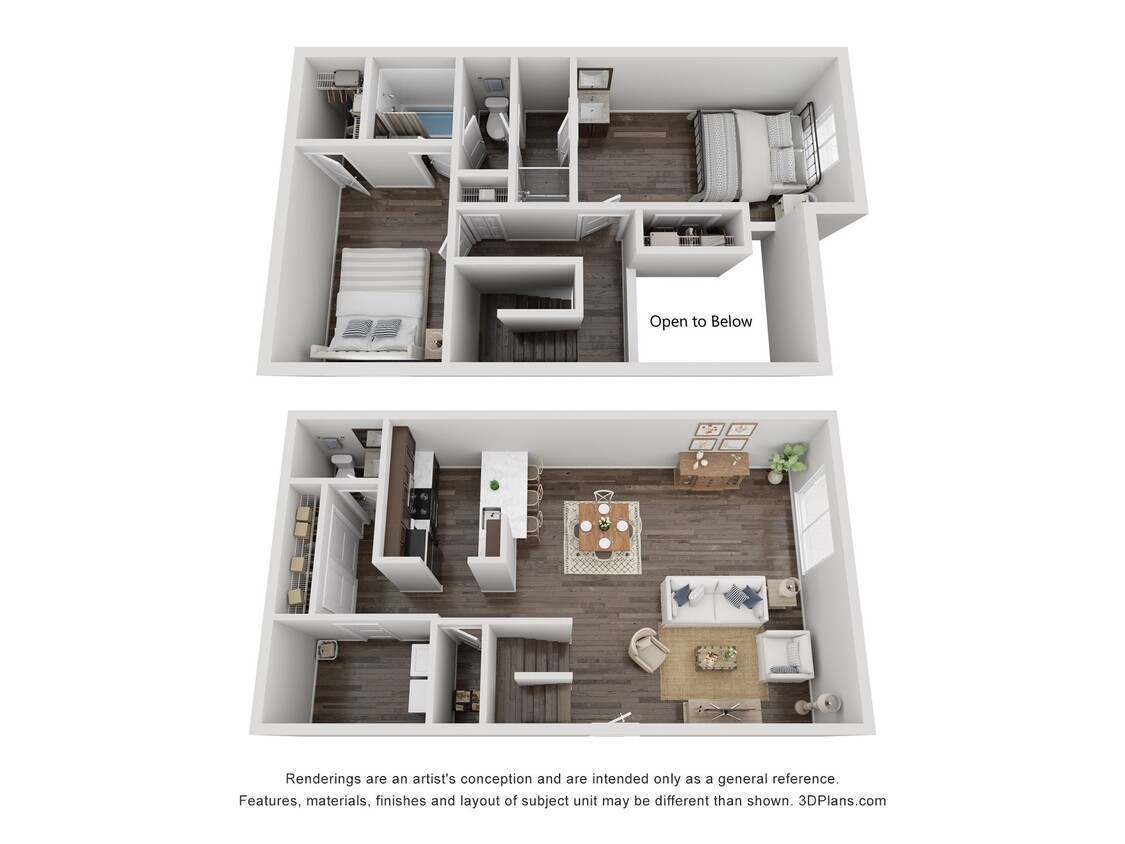 Floor Plan - B7 - 2 Bed 1.5 Bath Townhome