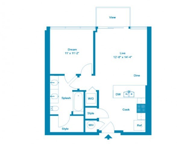 Celeste Floorplan - One Bedroom One Bath (662 SF)