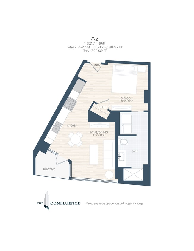 Floor Plan - A2 | Tower 1 Bedroom