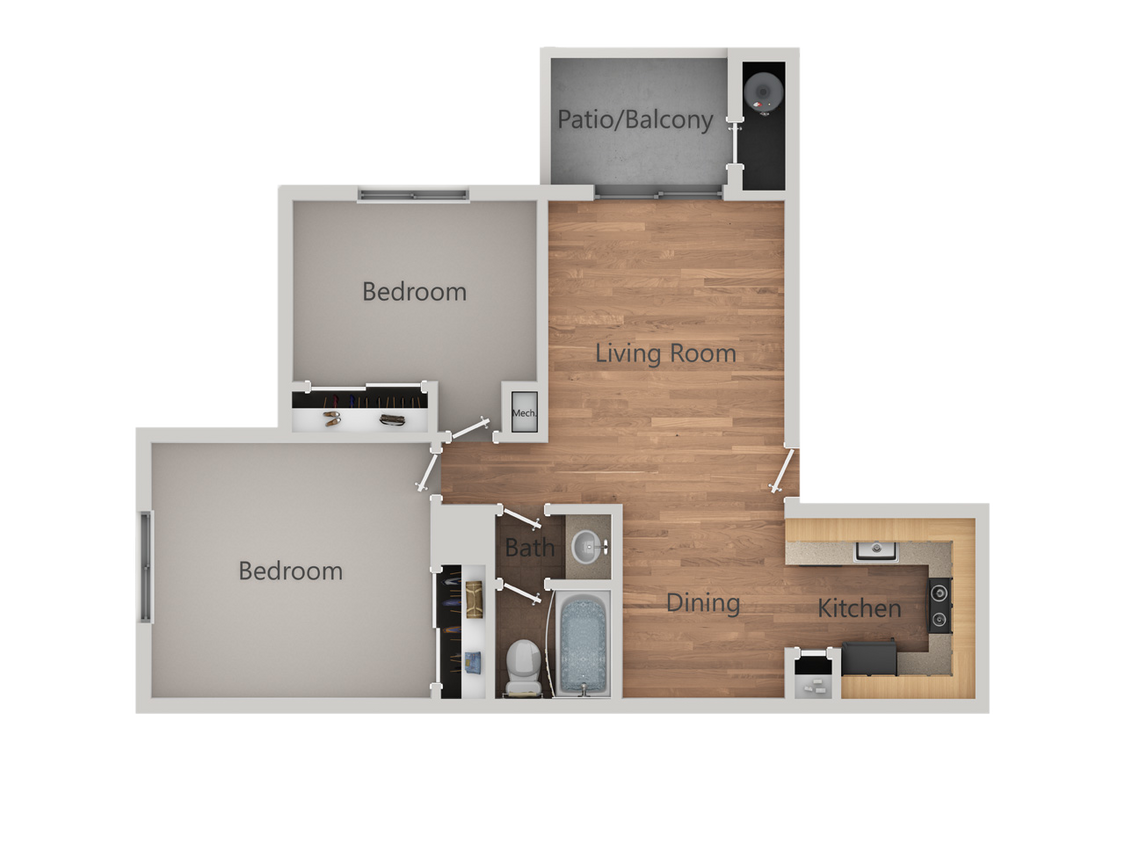 Floor Plan - 2 Bedroom 1 Bath