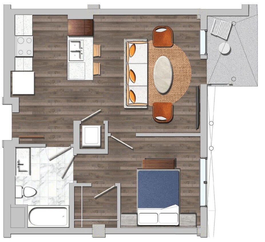 Floor Plan - 1 Bedroom K1