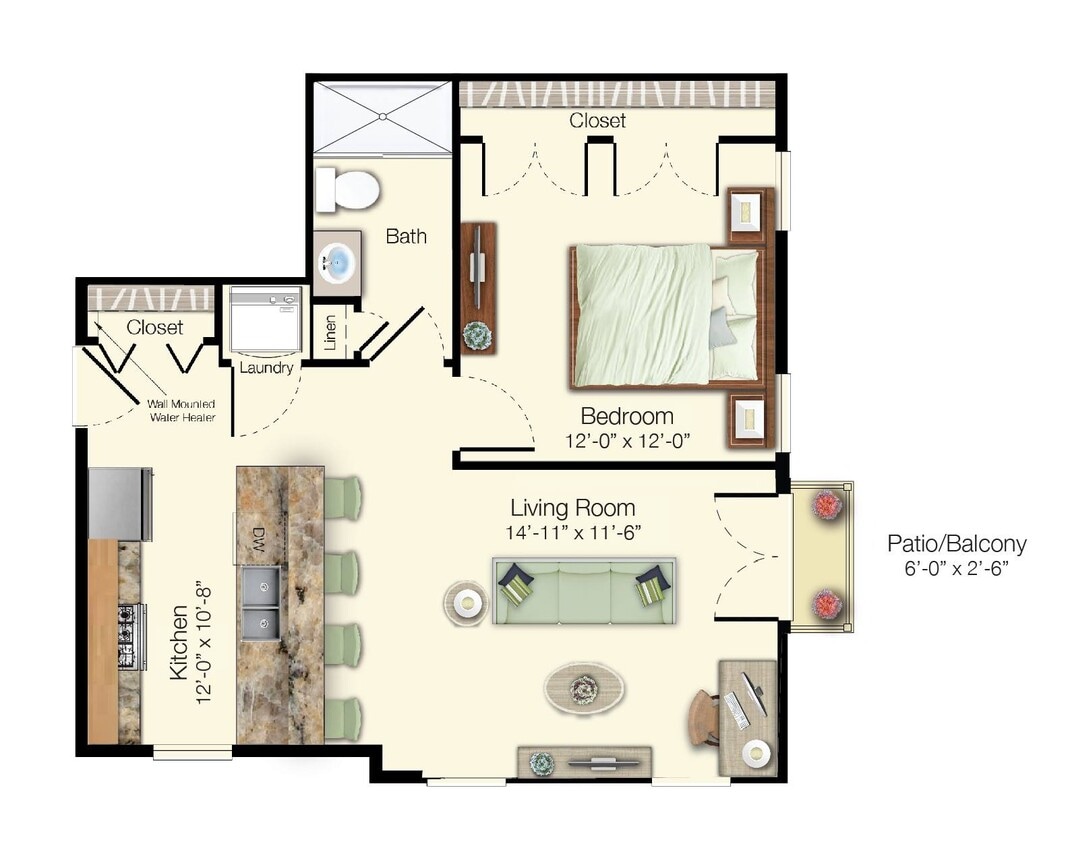 Floor Plan - One Bedroom One Bathroom