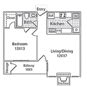 Floor Plan - 1K - Baldwin