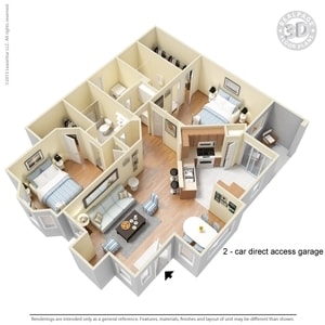 2 Bed 2 Bath 2-car Garage 1279sf - 2 Bed 2 Bath 2-Car Garage 1279 SqFt (1247 Net)