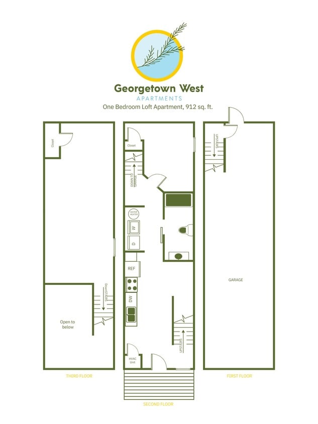 Floor Plan - 1 Bed, 1 Bath Loft - 912 sq ft