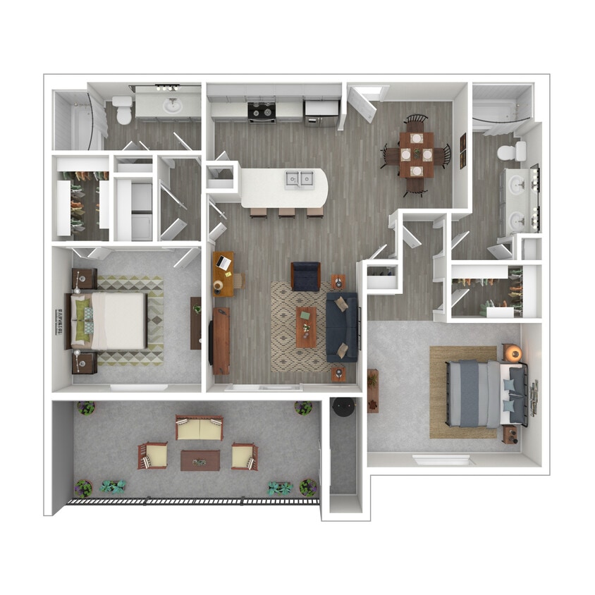 Floor Plan - 2 Bed 2 Bath 1431 SqFt (1167 Net)