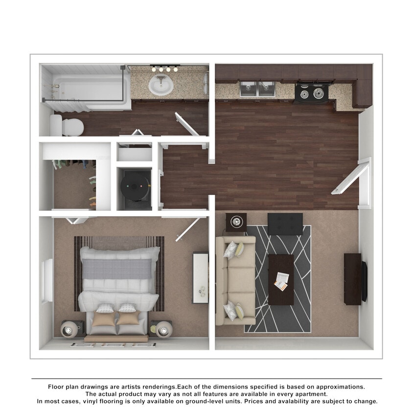 Floor Plan - 1 BR/1 BA