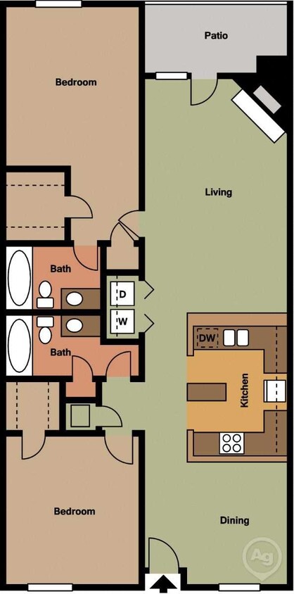 Floor Plan - 2Bed - 2Bath