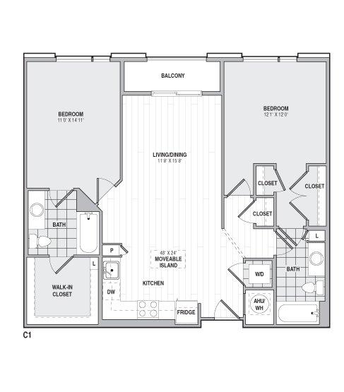 Floor Plan - 2Bed/2Bath-C1