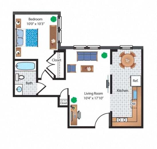 Floor Plan - Renovated 1 Bedroom 09 Tier 