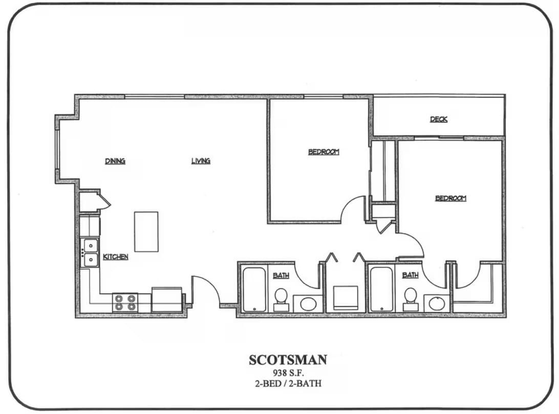 Floor Plan - 2-BED /2-BATH
