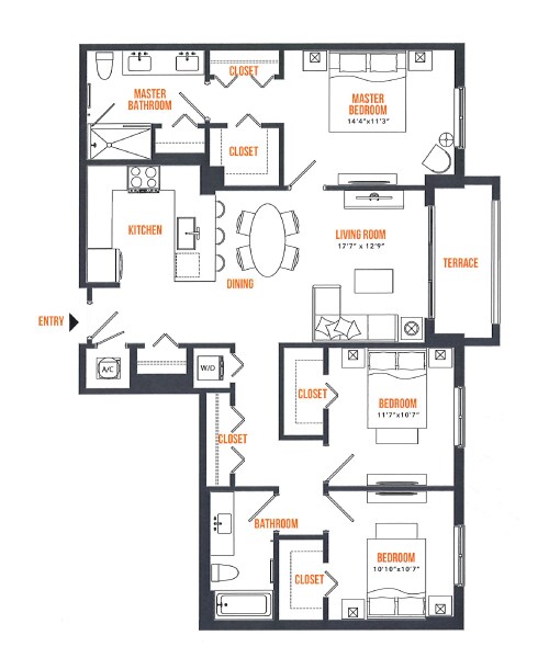 Landmark_C1.png - 3 Bed / 2 Bath
