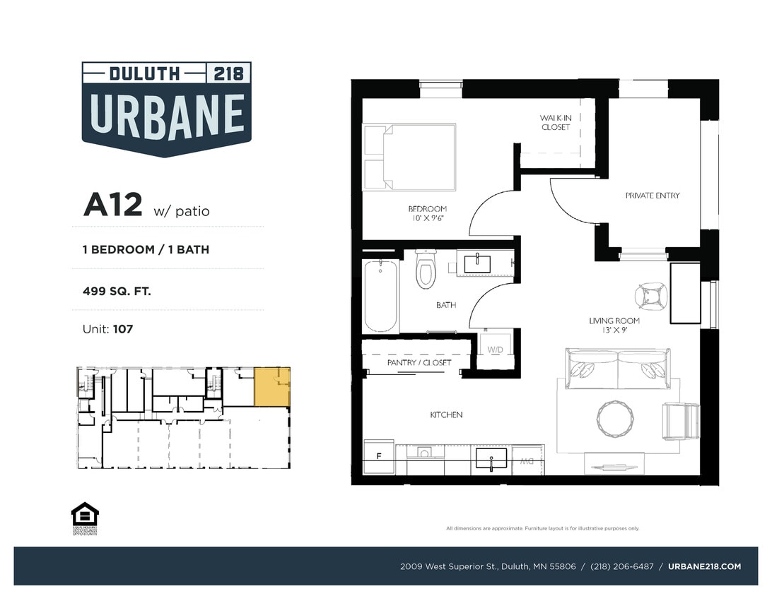 Floor Plan - A12 - 1 Bed / 1 Bath Income Restricted - 70%