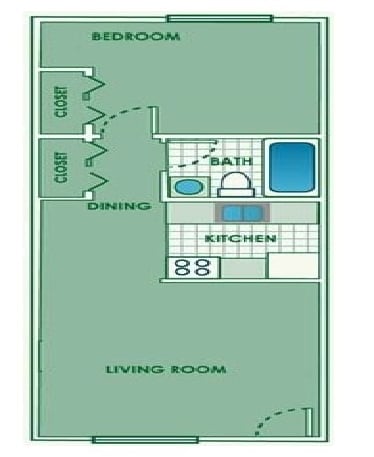 1BR/1BA - 1 Bedroom