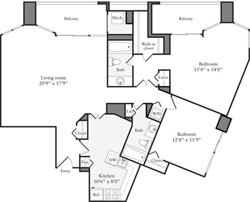 Floor Plan - 2 Bedrooms K