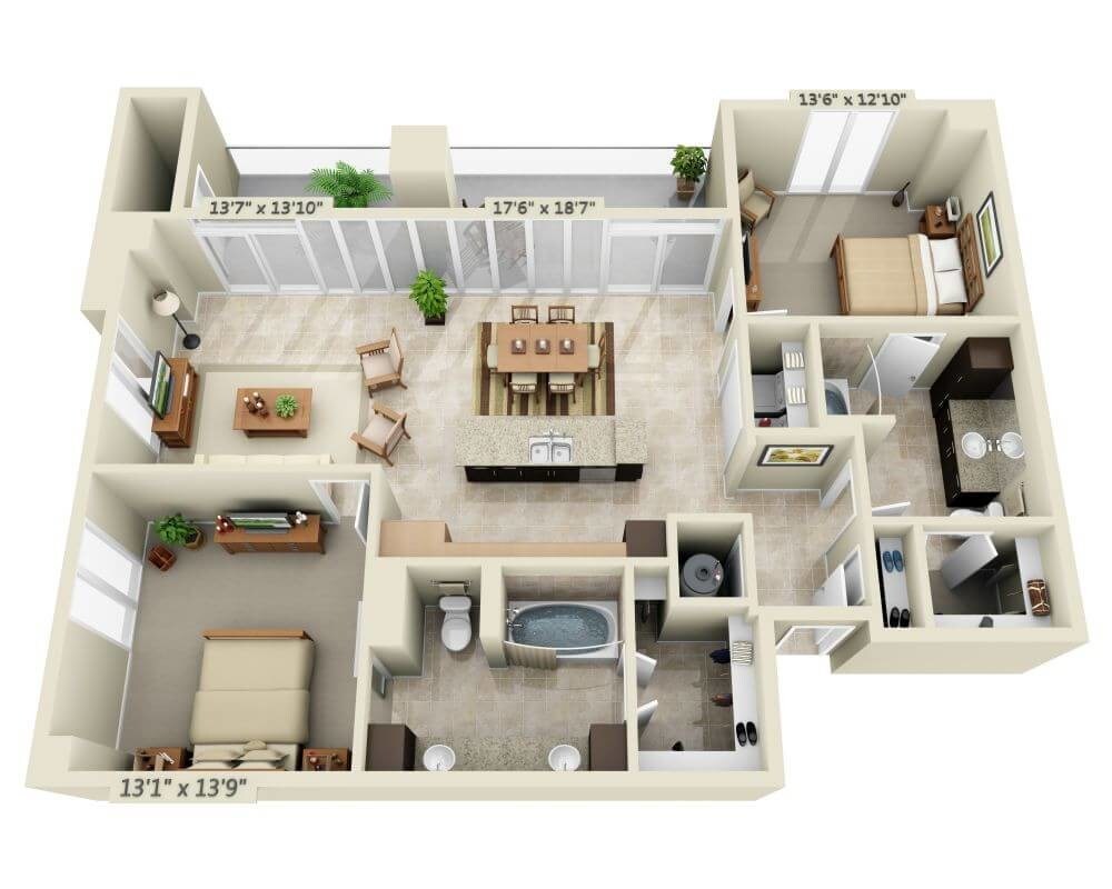 Floor Plan - Two Bedroom B2K