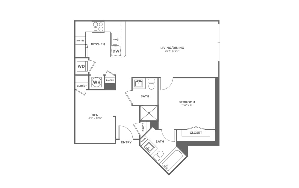 One Bedroom One Bath With Den (913 SF) - One Bedroom One Bath With Den (913 SF)