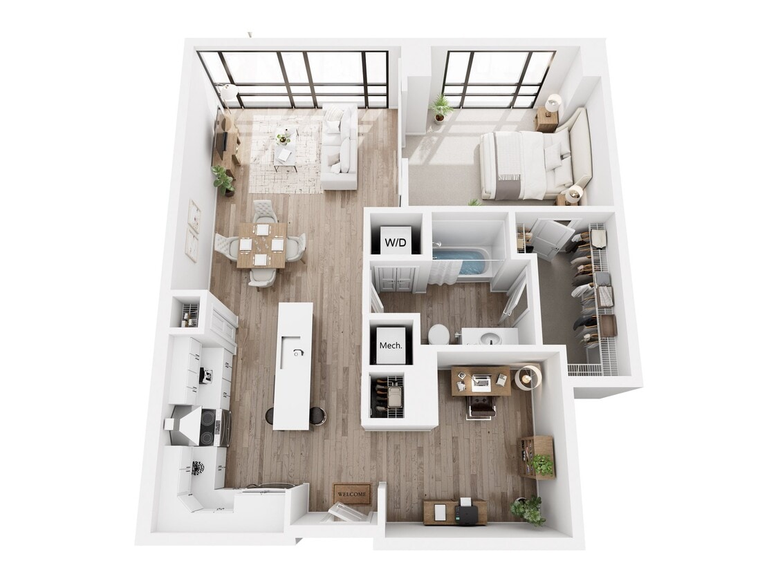 Floor Plan - 1 Bedroom Loft + Den