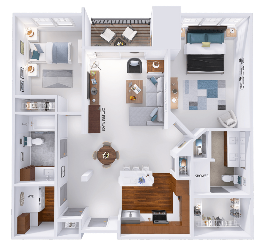 Floor Plan - NorthTown - C1 - 2 Bed - 2 Bath