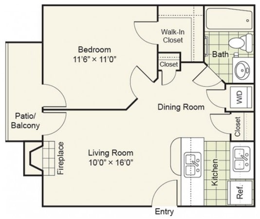 Floor Plan - One Bed One Bath