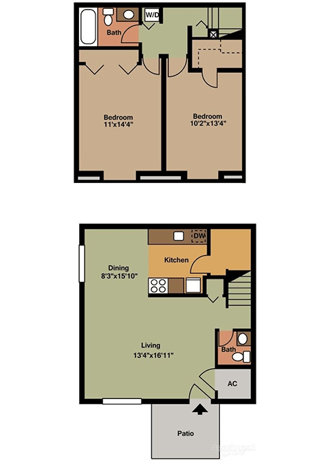 Floor Plan - 2-Bedroom End