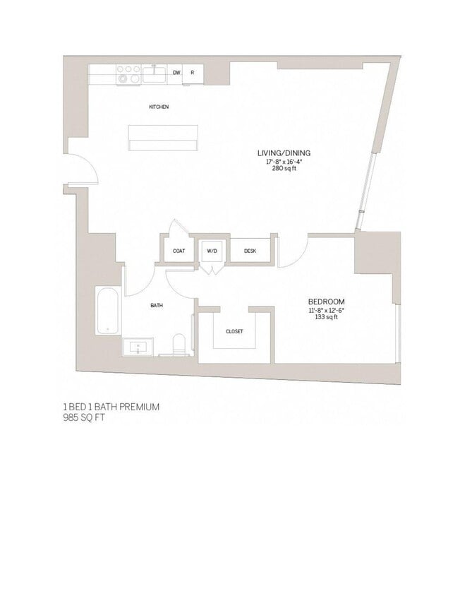 Floor Plan - One Bedroom Premium - F