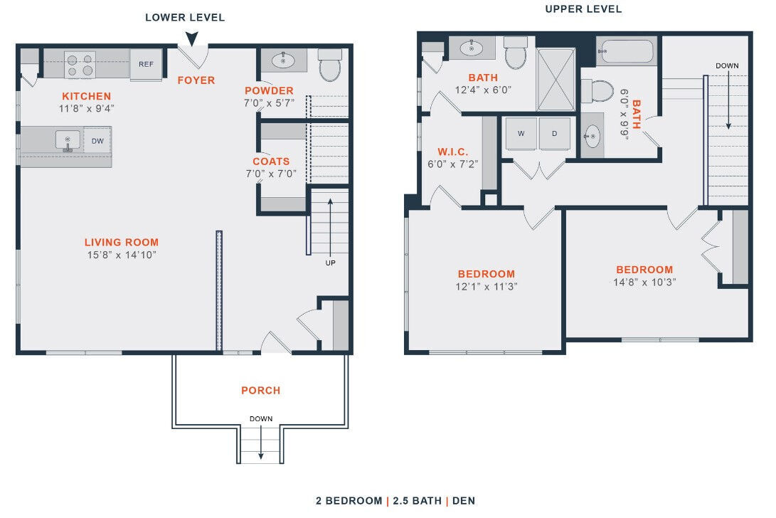 Floor Plan - 2 Bed | 2 Bath | Townhome