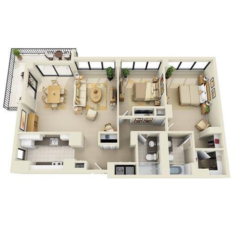 Floor Plan - Tower 2BR AE
