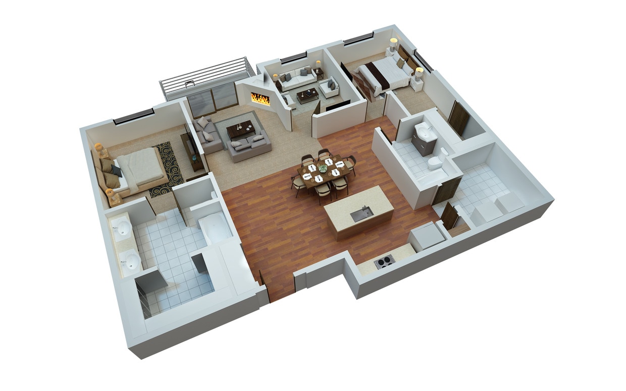 Floor Plan - 2 Bed 2 Bath + Den