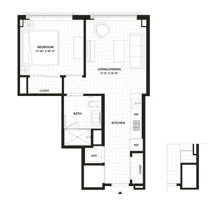 Floor Plan - 1 Bed/1 Bath-A8