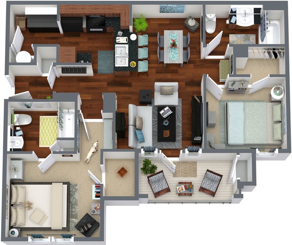 Floor Plan - B - 2 Bdrm, 2 Bath