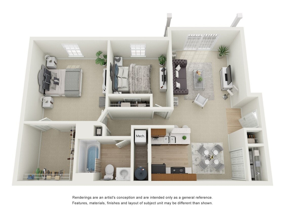 Floor Plan - Two Bed, One Bath B