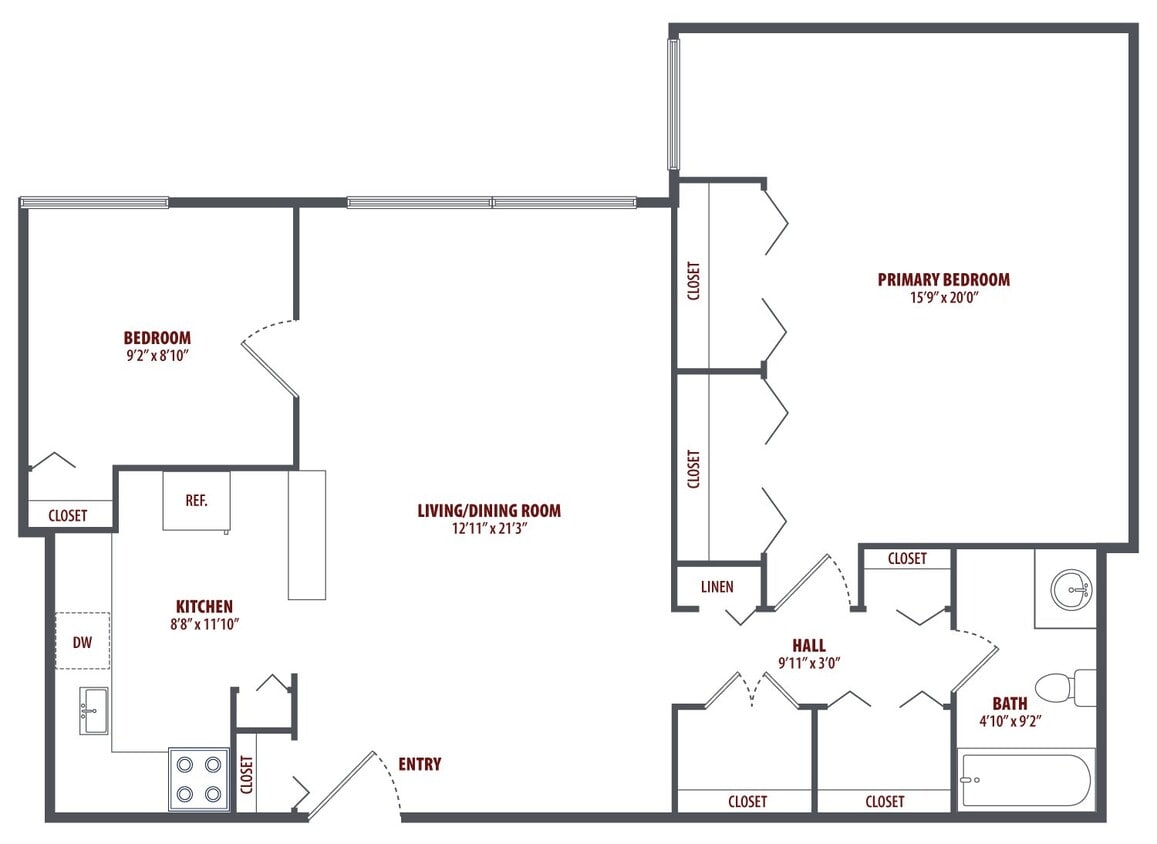 Floor Plan - 1 Bedroom and Den