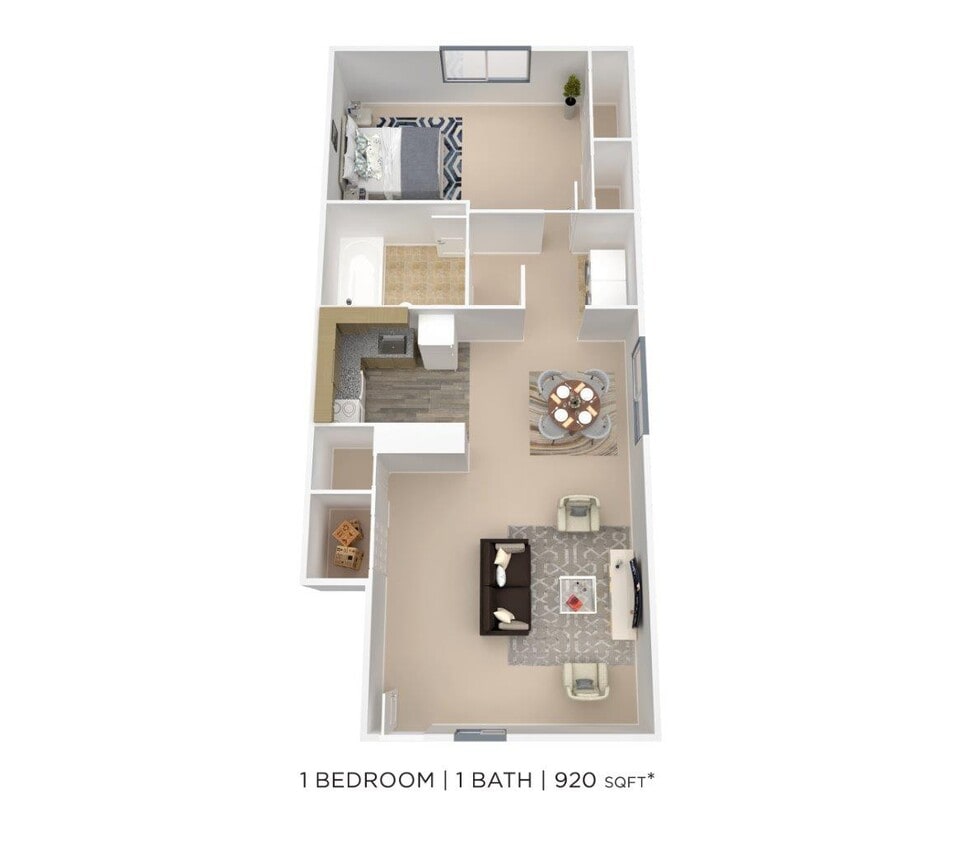 Floor Plan - One Bedroom - 920 sqft