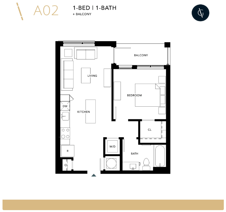 Floor Plan - One Bedroom - A2