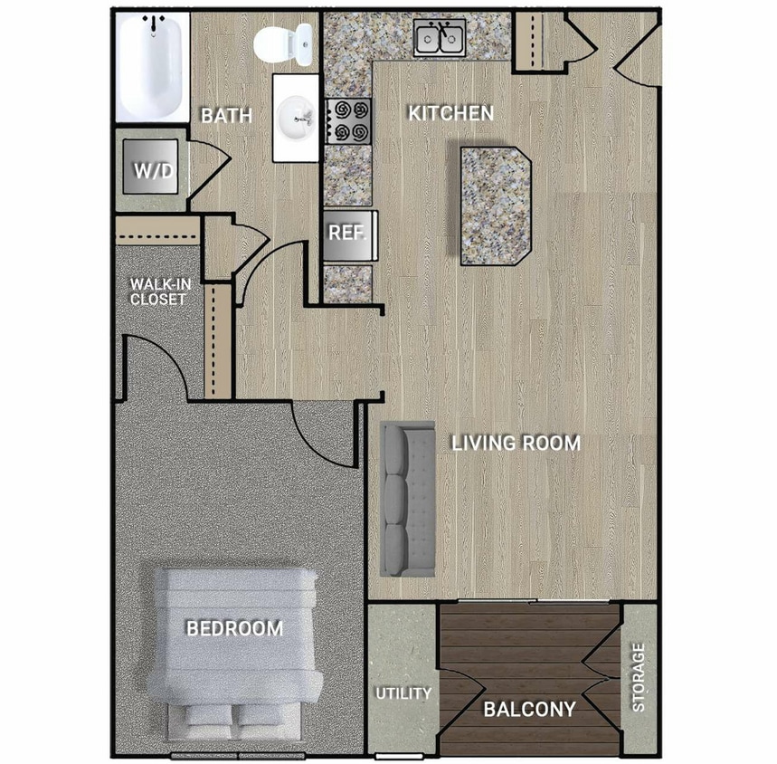 Ash (A1) - 1 Bedroom, 1 Bathroom