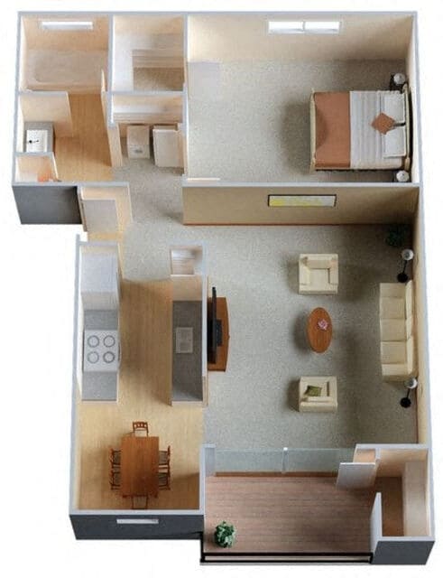Floor Plan - One Bedroom One Bath
