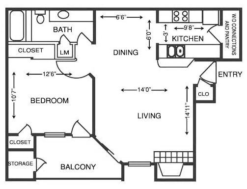 Floor Plan - 1 Bedroom