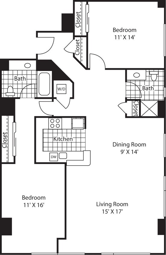 Floor Plan - Two Bedroom 1396