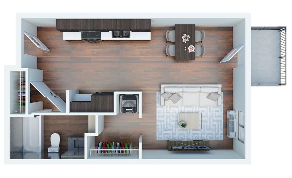 Floor Plan - Studio (D) patio
